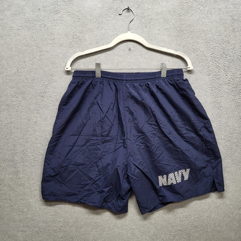 US Navy Men Activewear Shorts M M.J. Soffe Nylon Polyester Logo 6" Inseam Y2K